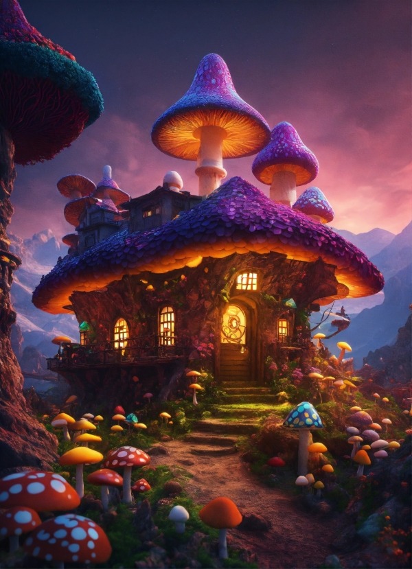 Mushroom House Mobile Phone Wallpaper Image 1