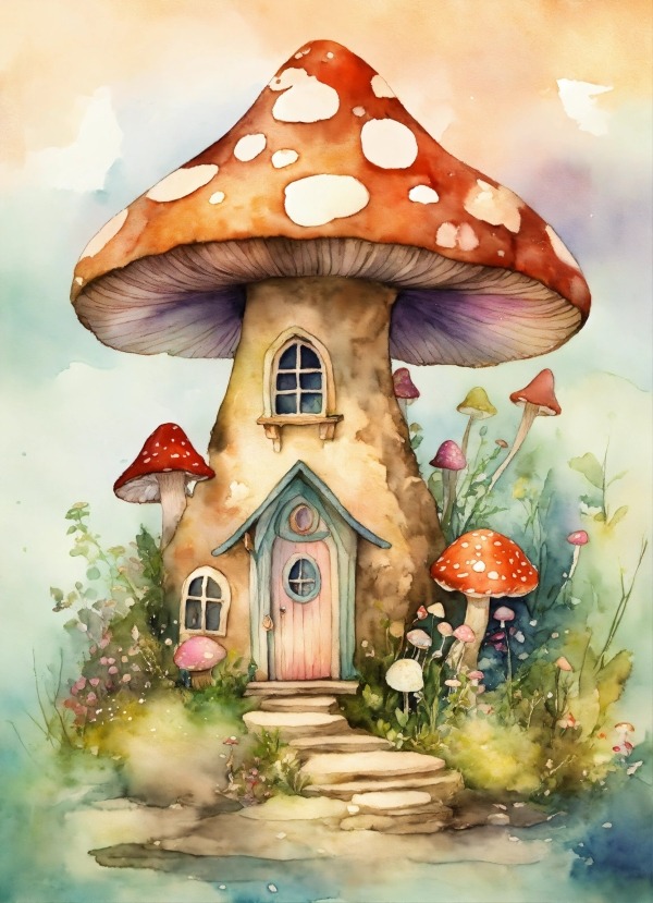 Mushroom House Mobile Phone Wallpaper Image 1