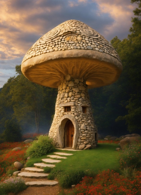 Mushroom House Mobile Phone Wallpaper Image 1