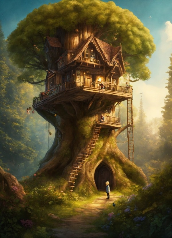 Tree House Mobile Phone Wallpaper Image 1