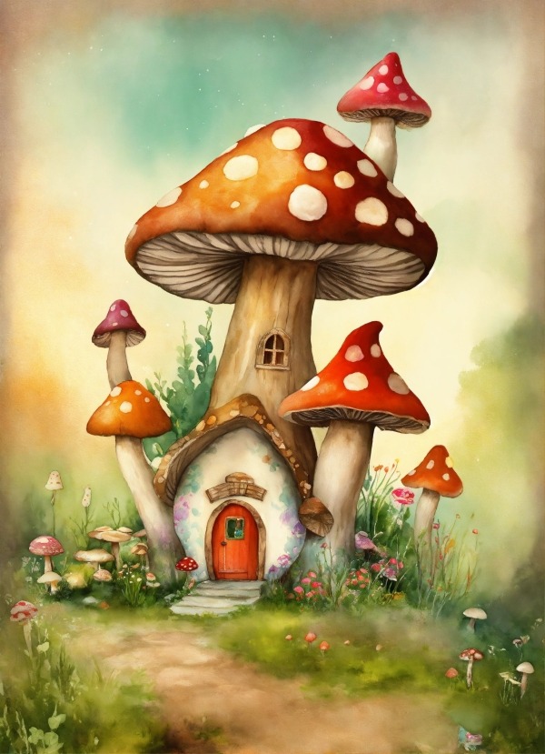 Mushroom House Mobile Phone Wallpaper Image 1