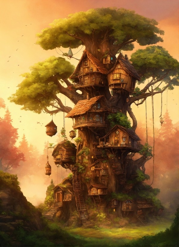 Tree House Mobile Phone Wallpaper Image 1