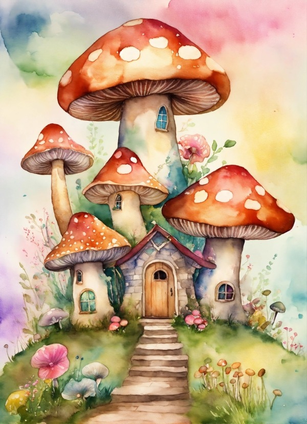 Mushroom House Mobile Phone Wallpaper Image 1