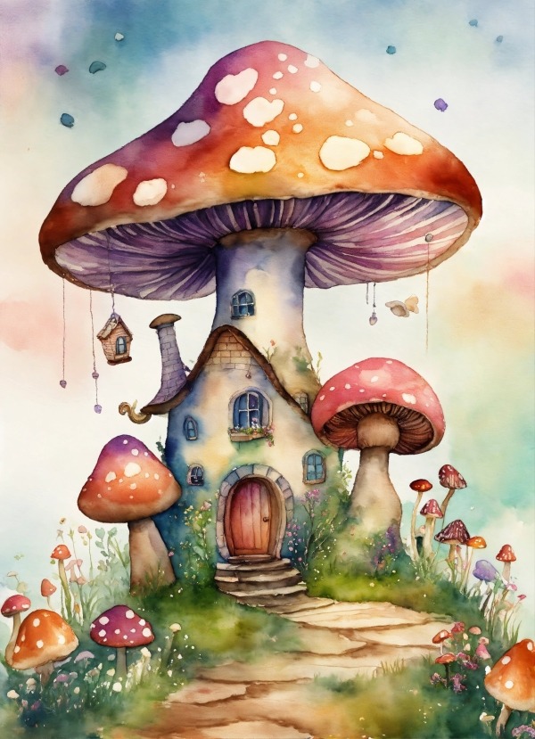 Mushroom House Mobile Phone Wallpaper Image 1