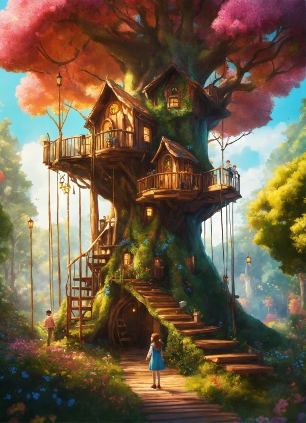 Tree House Mobile Phone Wallpaper Image 1