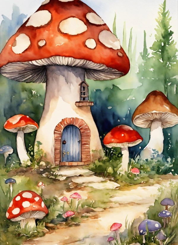 Mushroom House Mobile Phone Wallpaper Image 1