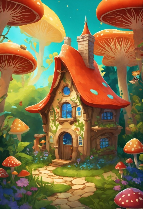 Mushroom House Mobile Phone Wallpaper Image 1