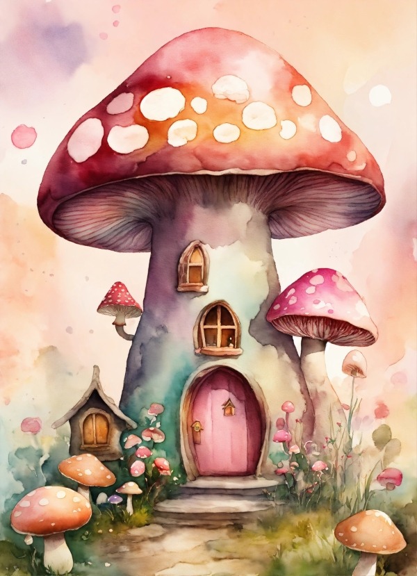 Mushroom House Mobile Phone Wallpaper Image 1