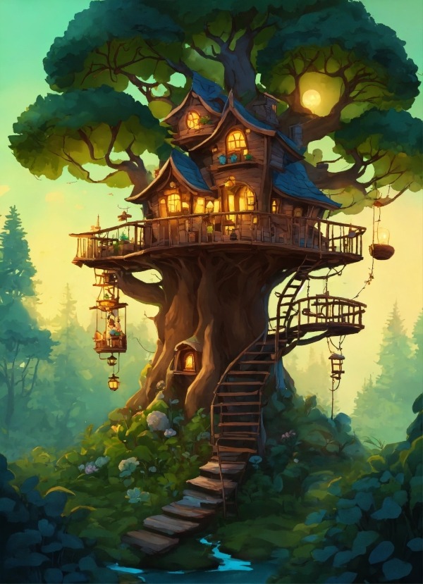 Tree House Mobile Phone Wallpaper Image 1