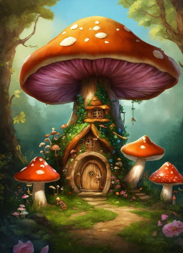 Mushroom House Mobile Phone Wallpaper Image 1