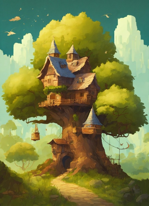 Tree House Mobile Phone Wallpaper Image 1