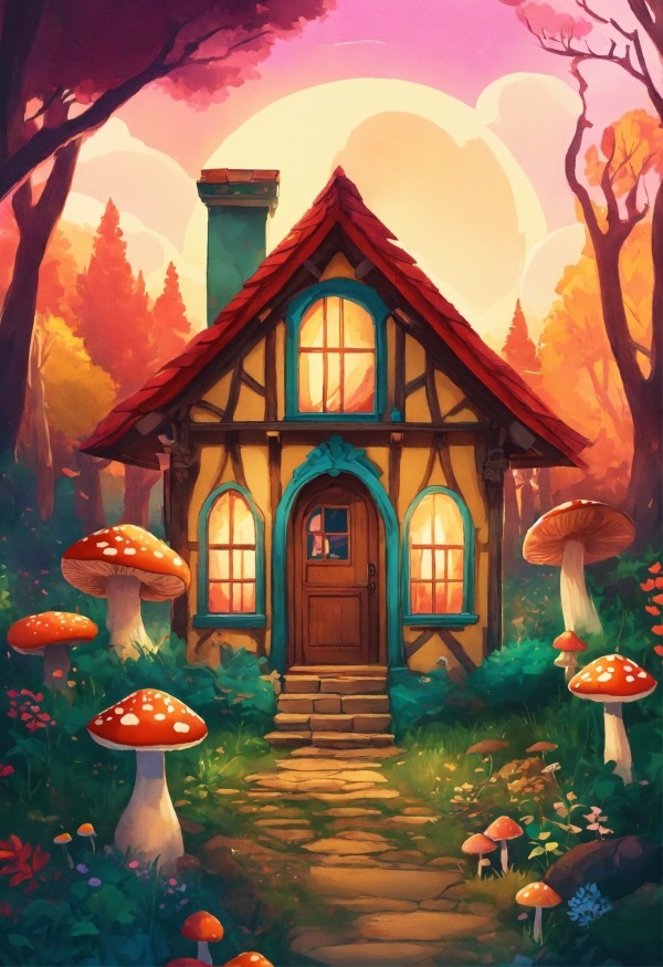 Mushroom House Mobile Phone Wallpaper Image 1