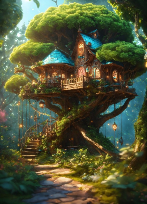 Tree House Mobile Phone Wallpaper Image 1