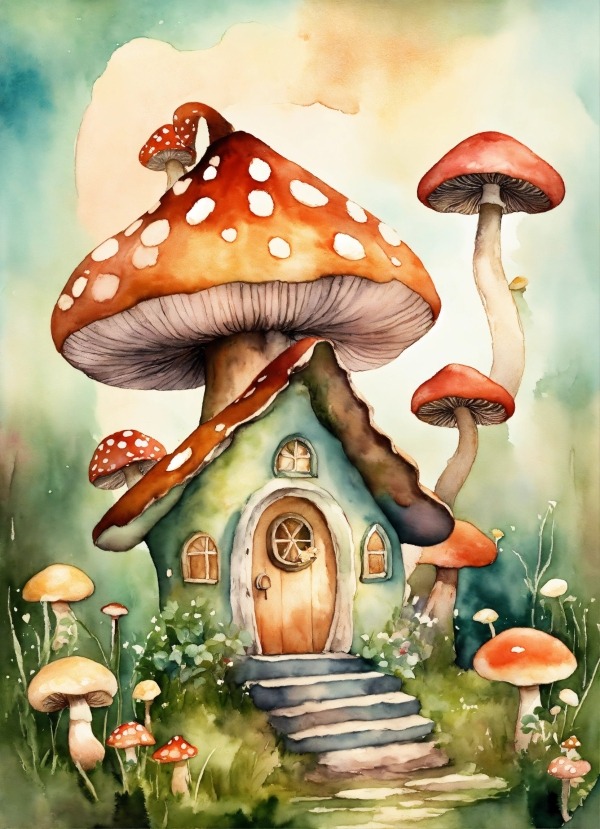 Mushroom House Mobile Phone Wallpaper Image 1