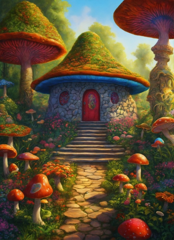 Mushroom House Mobile Phone Wallpaper Image 1