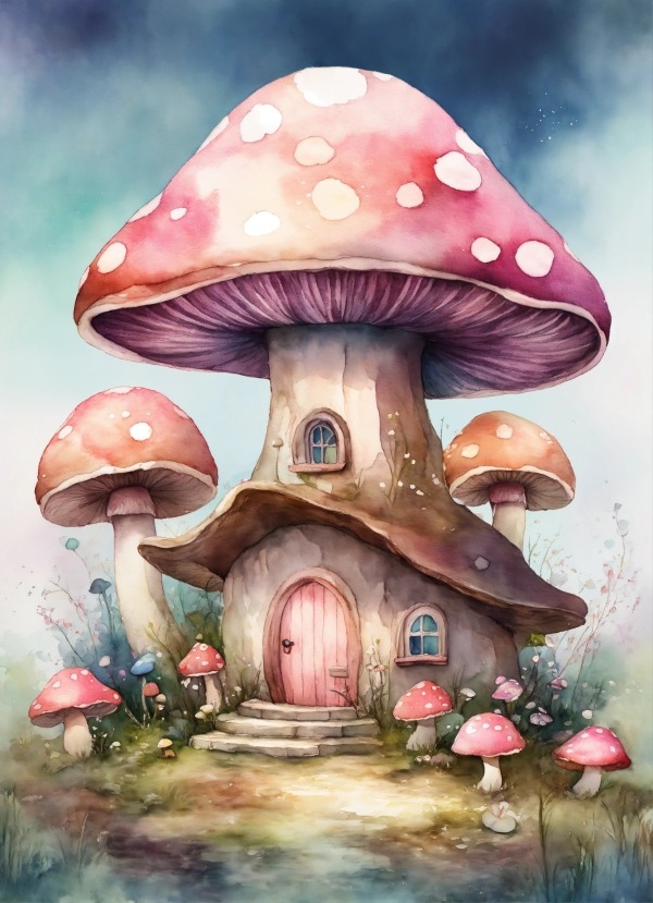 Mushroom House Mobile Phone Wallpaper Image 1