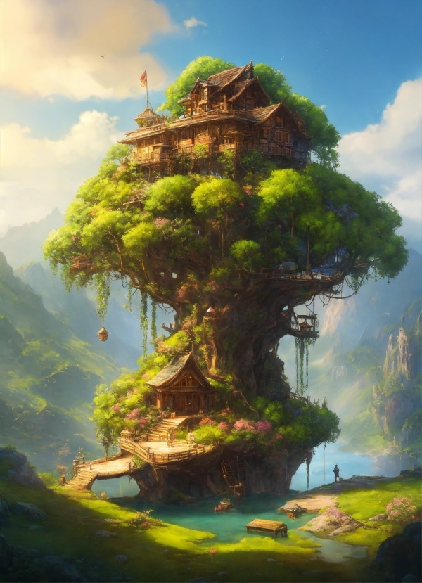 Tree House Mobile Phone Wallpaper Image 1