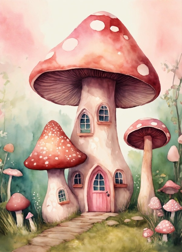 Mushroom House Mobile Phone Wallpaper Image 1