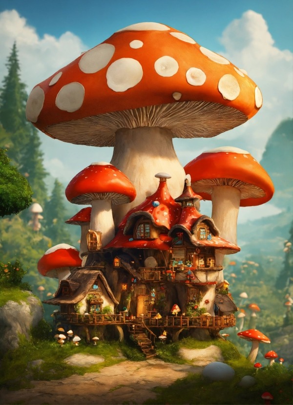 Mushroom House Mobile Phone Wallpaper Image 1