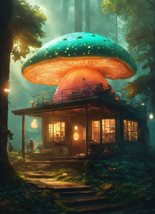 Mushroom House Mobile Phone Wallpaper Image 1