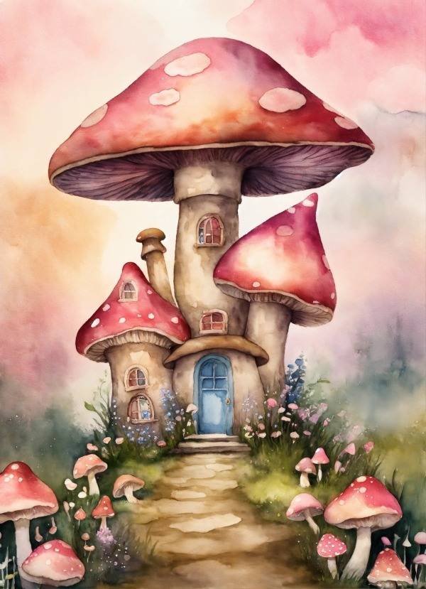 Mushroom House Mobile Phone Wallpaper Image 1