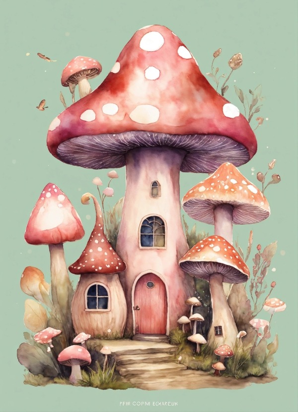 Mushroom House Mobile Phone Wallpaper Image 1