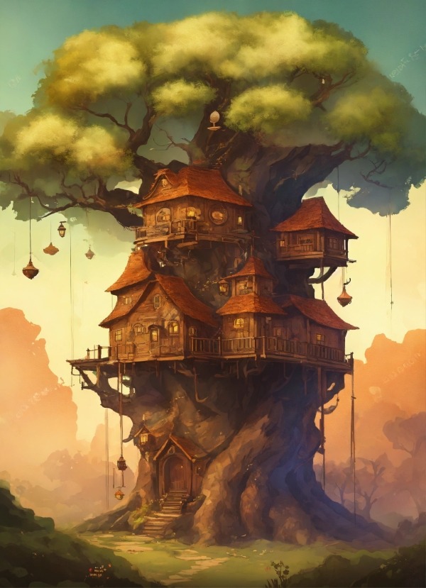 Tree House Mobile Phone Wallpaper Image 1