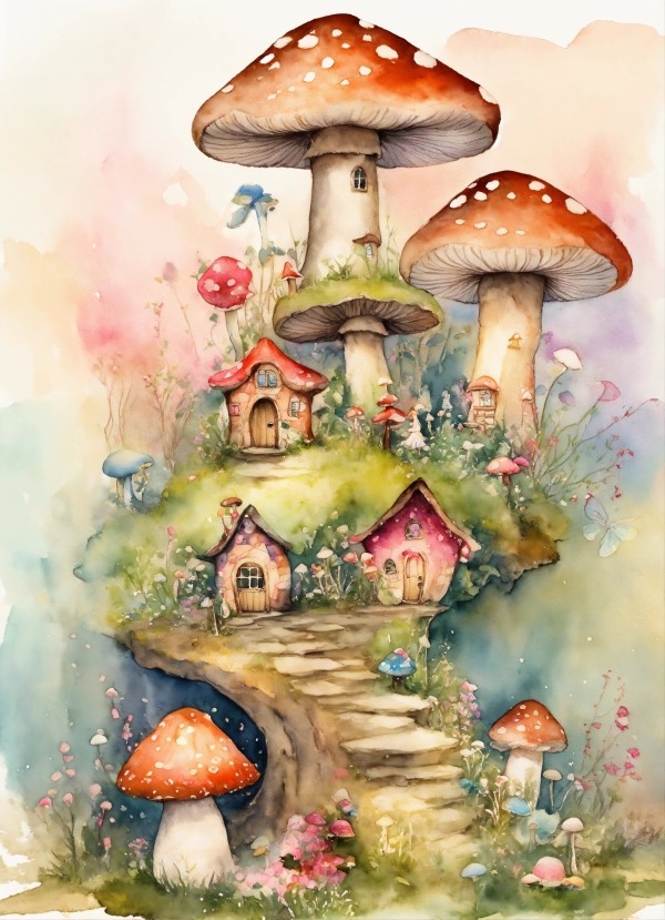 Mushroom House Mobile Phone Wallpaper Image 1