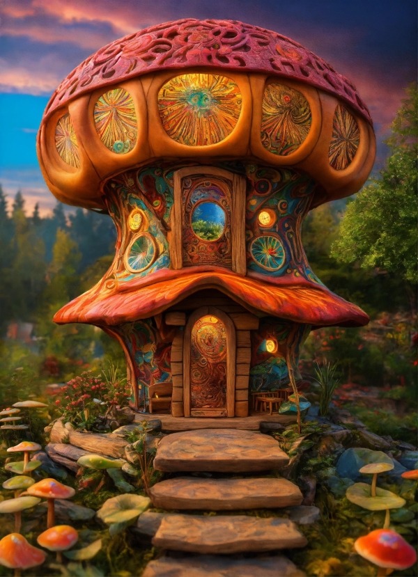 Mushroom House Mobile Phone Wallpaper Image 1