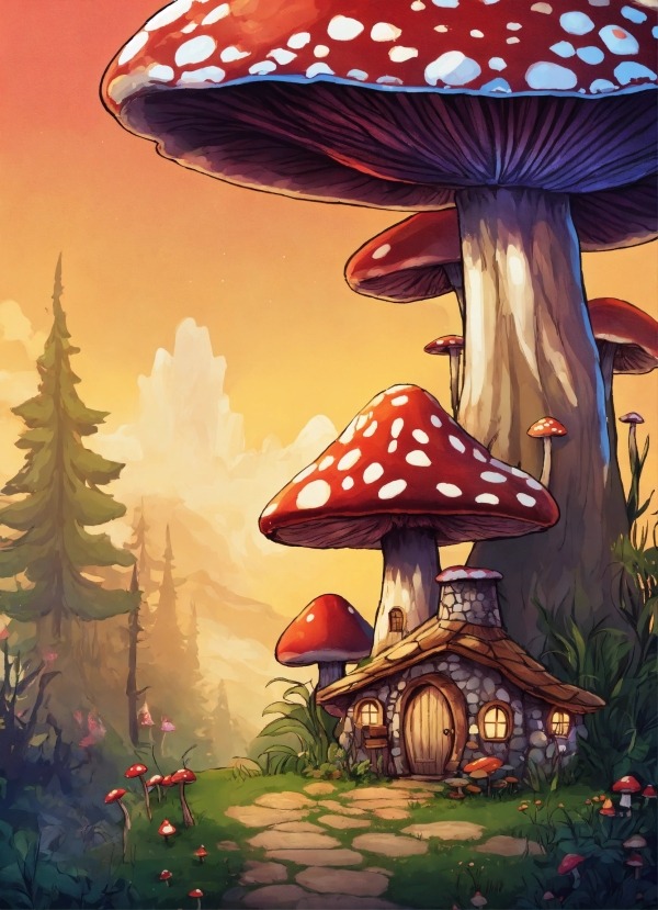 Mushroom House Mobile Phone Wallpaper Image 1