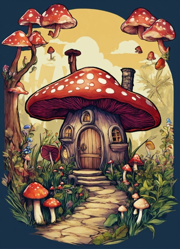 Mushroom House Mobile Phone Wallpaper Image 1