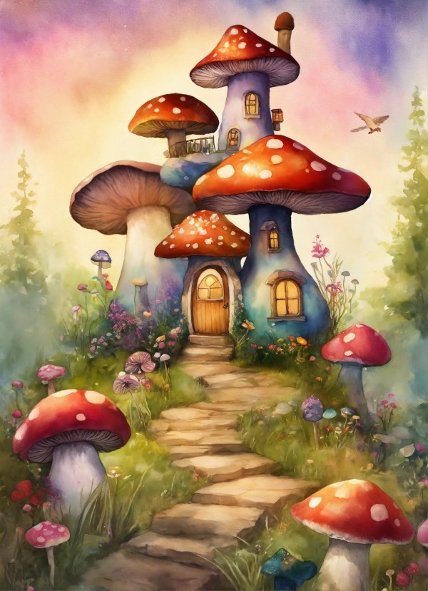 Mushroom House Mobile Phone Wallpaper Image 1