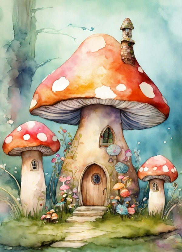 Mushroom House Mobile Phone Wallpaper Image 1