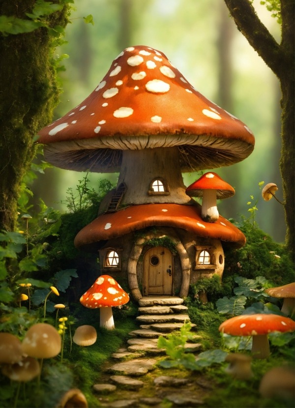 Mushroom House Mobile Phone Wallpaper Image 1