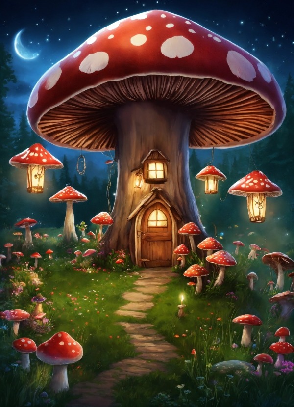 Mushroom House Mobile Phone Wallpaper Image 1