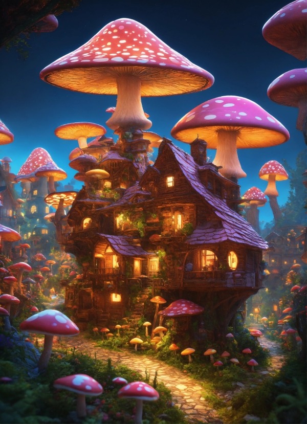 Mushroom Village Mobile Phone Wallpaper Image 1