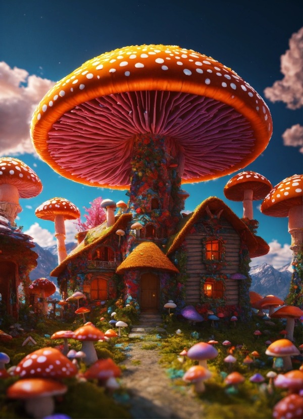 Mushroom Village Mobile Phone Wallpaper Image 1