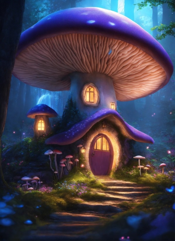 Beautiful Mushroom House Mobile Phone Wallpaper Image 1