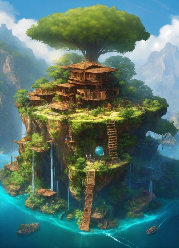 Floating Island Mobile Phone Wallpaper Image 1