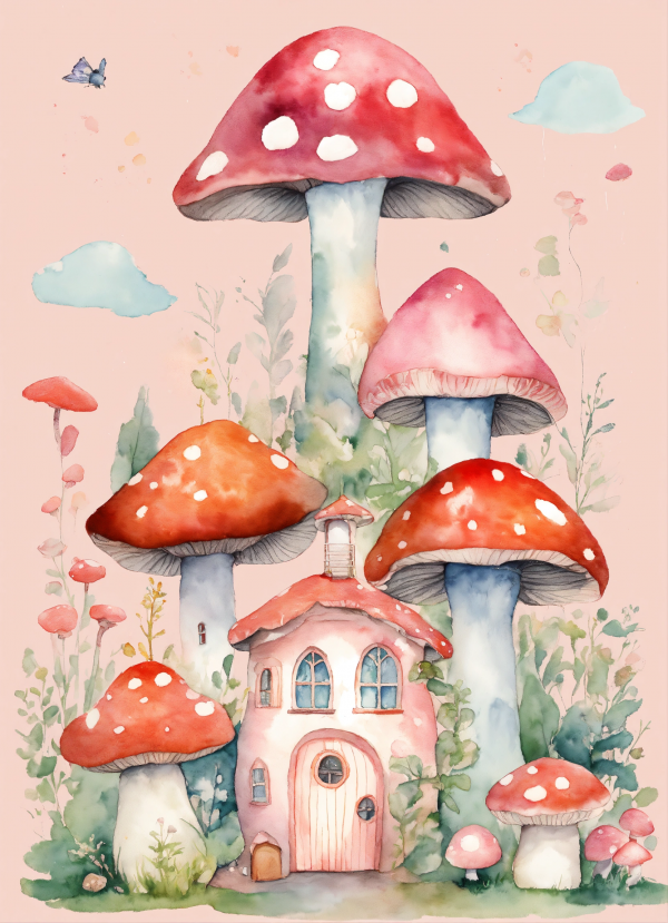 Mushroom House Mobile Phone Wallpaper Image 1