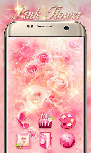 Pink Flower Go Launcher Android Theme Image 1