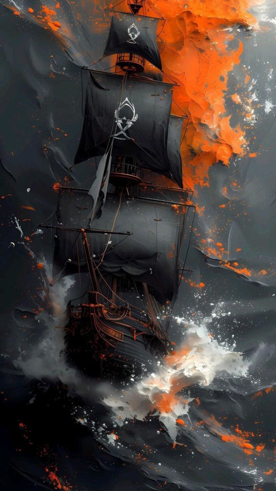 Pirate Ship Mobile Phone Wallpaper Image 1