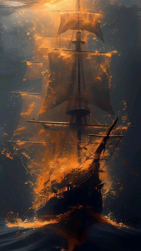 Burning Ship Mobile Phone Wallpaper Image 1