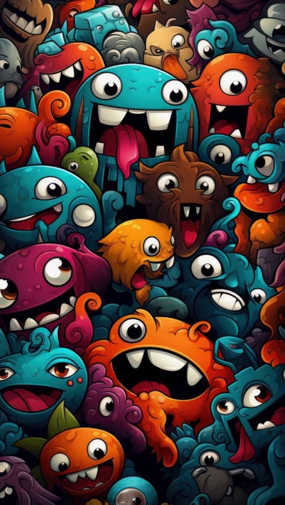 Cute Monsters Mobile Phone Wallpaper Image 1