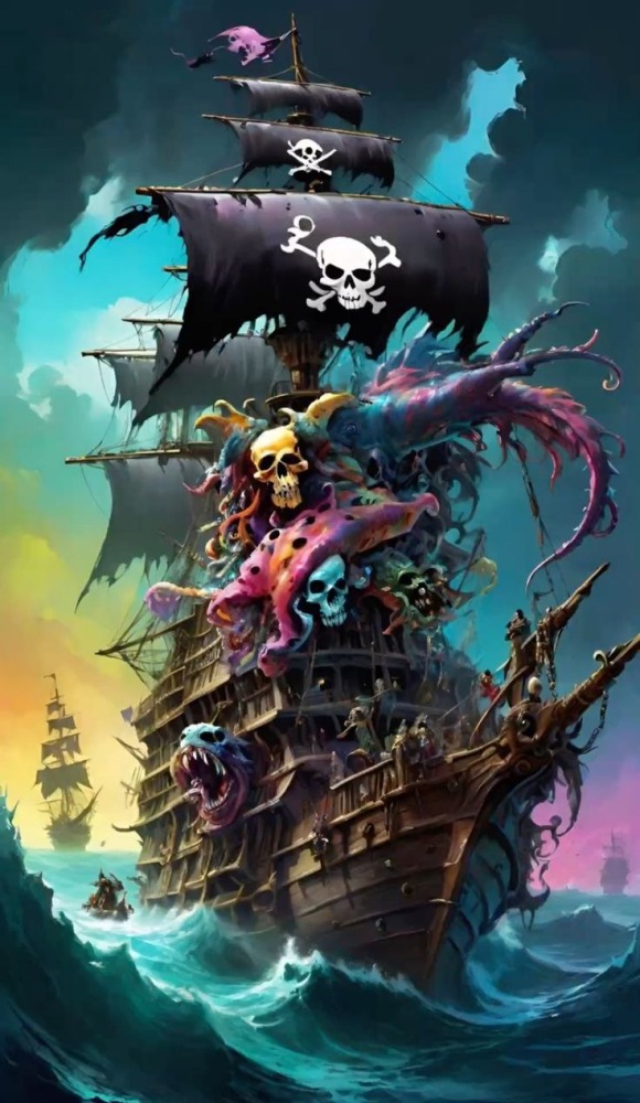 Pirate Ship Mobile Phone Wallpaper Image 1