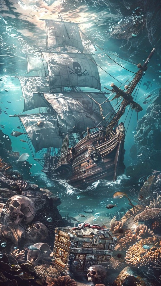 Pirate Ship Mobile Phone Wallpaper Image 1