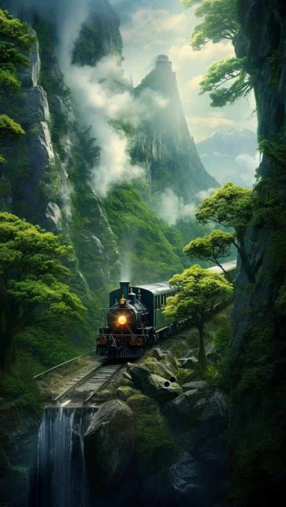 Train Passing Through Nature Mobile Phone Wallpaper Image 1