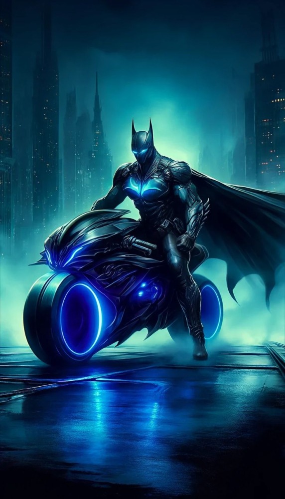 Batman On His Bike Mobile Phone Wallpaper Image 1