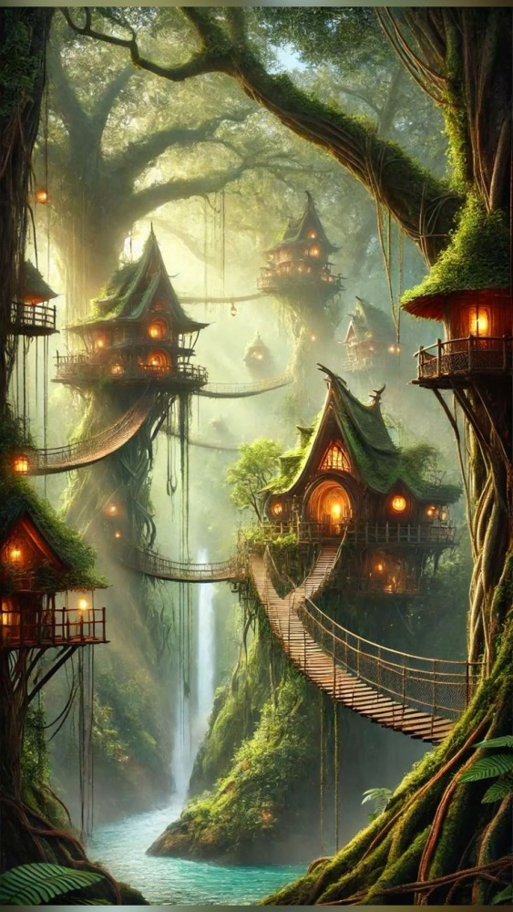 Forest Village Mobile Phone Wallpaper Image 1