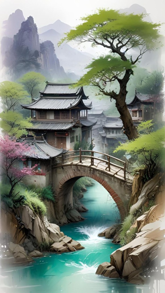 Abstract Town Mobile Phone Wallpaper Image 1